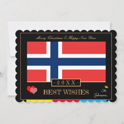 ノルウェーの国旗と新年のおめでとう最高のございますノルウェー シーズンカード (正面)