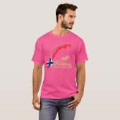 ノルウェーの地図エンジェルマウスとGps座標フィッシュイン Tシャツ (正面フル)
