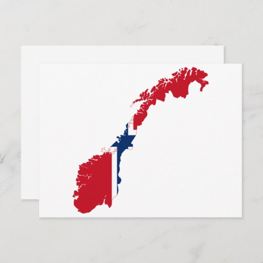 ノルウェーの地図 ポストカード (正面/裏面)