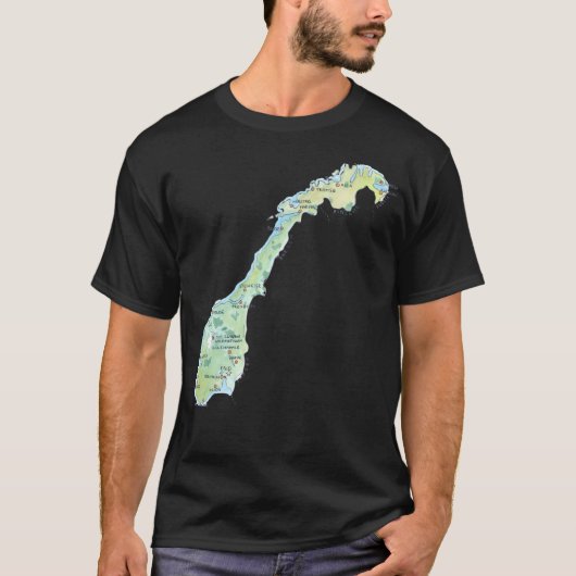 ノルウェーの地図 Tシャツ (正面)