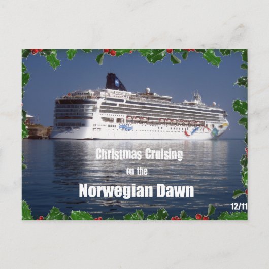 ノルウェーの夜明けのクリスマスクルージング シーズンポストカード (正面)