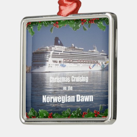 ノルウェーの夜明けのクリスマスクルージング メタルオーナメント (左)