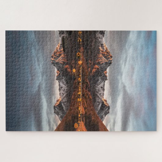 ノルウェーの山々の風景の写真 ジグソーパズル (横)