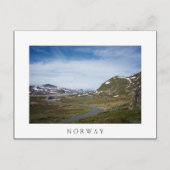 ノルウェーの山の風景の白い文字はがき ポストカード (正面)