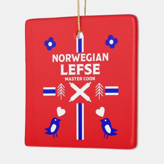 ノルウェーの左フラットブレッドエプロン セラミックオーナメント (左)