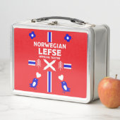 ノルウェーの左フラットブレッドエプロン メタルランチボックス (インサイチュ)