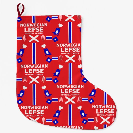 ノルウェーの左フラットブレッドエプロン ラージクリスマスストッキング (正面)