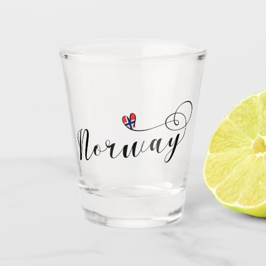 ノルウェーの旗のハート、ノルウェー ショットグラス (正面)