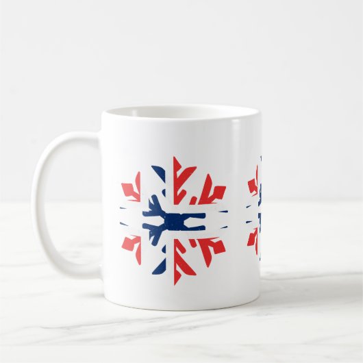 ノルウェーの旗の冬の雪片のデザイン コーヒーマグカップ (左)