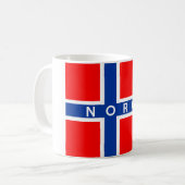 ノルウェーの旗の国のnorgeの文字の名前 コーヒーマグカップ (正面左)