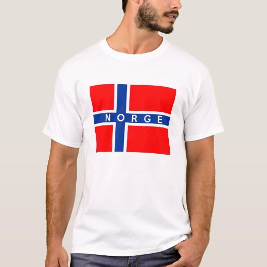 ノルウェーの旗の国のnorgeの文字の名前 tシャツ (正面)