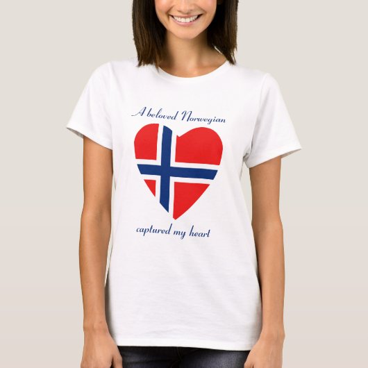 ノルウェーの旗の恋人のTシャツ Tシャツ (正面)
