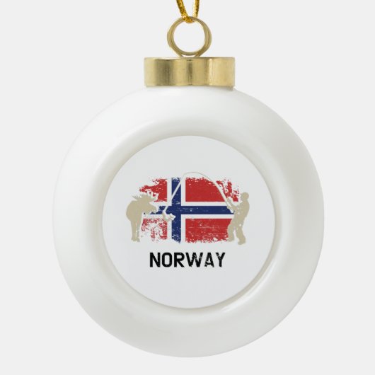 ノルウェーの旗 ノルウェー 旗 セラミックボールオーナメント (正面)
