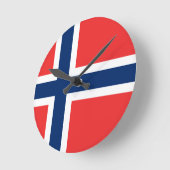 ノルウェーの旗 ラウンド壁時計 (傾斜)