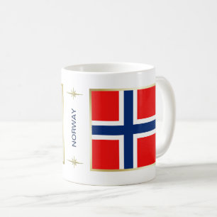 ノルウェーの旗 + 地図のマグ コーヒーマグカップ