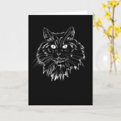 ノルウェーの森の猫の贈り物用猫 カード (黄色い花)