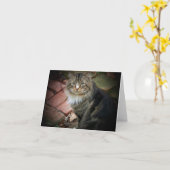 ノルウェーの森の猫カード カード (黄色い花)