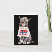 ノルウェーの森の猫ノルウェー国旗 カード (正面)