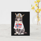 ノルウェーの森の猫ノルウェー国旗 カード (黄色い花)