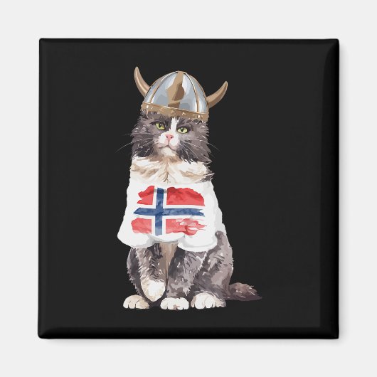 ノルウェーの森の猫ノルウェー国旗 マグネット (正面)