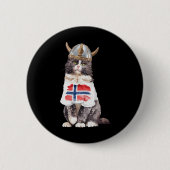 ノルウェーの森の猫ノルウェー国旗 缶バッジ (正面)