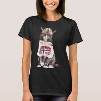 ノルウェーの森の猫ノルウェー国旗 Tシャツ