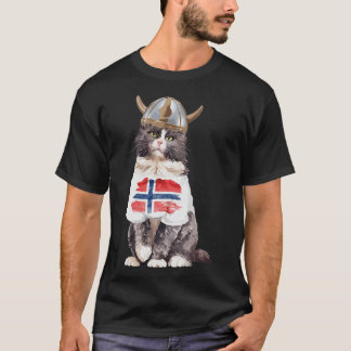 ノルウェーの森の猫ノルウェー国旗 Tシャツ