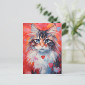 ノルウェーの森の猫バレンタインデー ポストカード (スタンド正面)