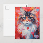 ノルウェーの森の猫バレンタインデー ポストカード (正面/裏面)