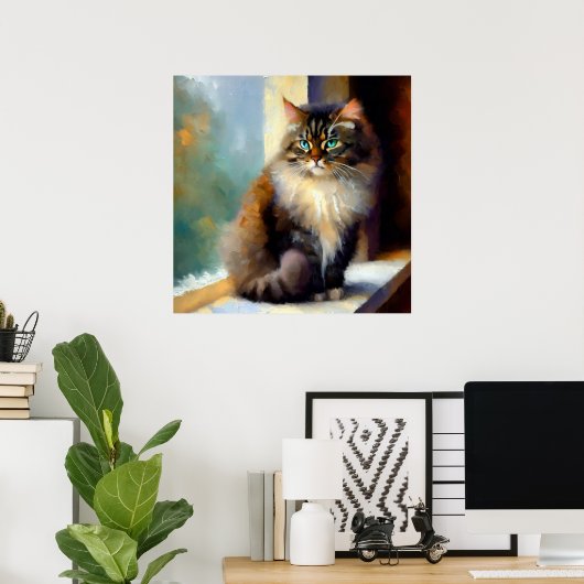 ノルウェーの森の猫 ポスター (ホームオフィス)