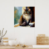 ノルウェーの森の猫 ポスター (キッチン)