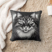 ノルウェーの森の猫（白黒） クッション (ブランケット)