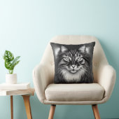 ノルウェーの森の猫（白黒） クッション (椅子)