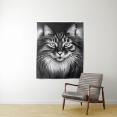 ノルウェーの森の猫（白黒） タペストリー (インサイチュ)