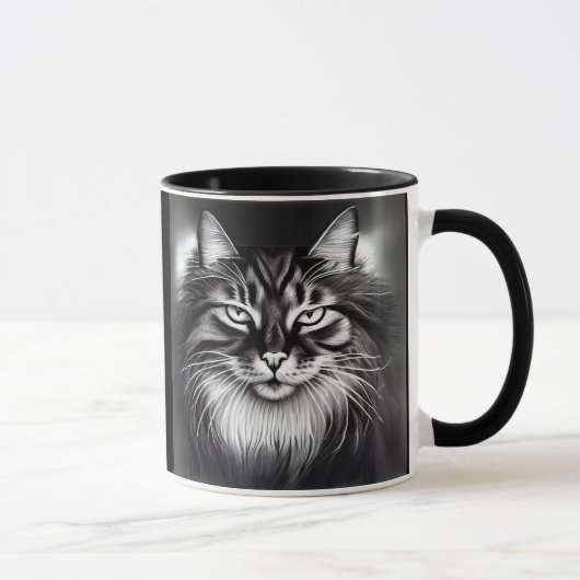 ノルウェーの森の猫（白黒） マグカップ (右)