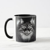 ノルウェーの森の猫（白黒） マグカップ (左)