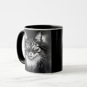 ノルウェーの森の猫（白黒） マグカップ (正面左)