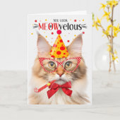 ノルウェーの森キャットオレンジミョー誕生日 カード (黄色い花)