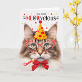 ノルウェーの森キャットブラウンミョー誕生日 カード (黄色い花)