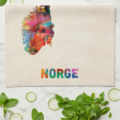 ノルウェーの水彩画の地図 キッチンタオル (折り畳み)