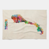 ノルウェーの水彩画の地図 キッチンタオル (横)