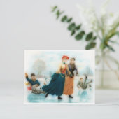 ノルウェーの氷のスケートで滑る-おもしろいヴィンテージ・グラフィックス ポストカード (スタンド正面)