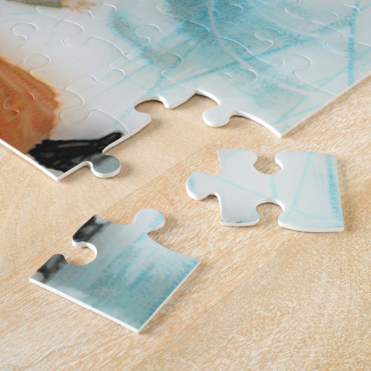 ノルウェーの氷スケートで滑る- おもしろいヴィンテージグラフィックス ジグソーパズル (側面)