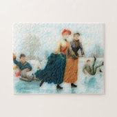 ノルウェーの氷スケートで滑る- おもしろいヴィンテージグラフィックス ジグソーパズル (横)