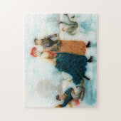 ノルウェーの氷スケートで滑る- おもしろいヴィンテージグラフィックス ジグソーパズル (縦)