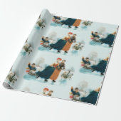 ノルウェーの氷スケートで滑る- おもしろいヴィンテージグラフィックス   ラッピングペーパー (アンロールド)