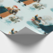 ノルウェーの氷スケートで滑る- おもしろいヴィンテージグラフィックス   ラッピングペーパー (角)