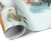 ノルウェーの氷スケートで滑る- おもしろいヴィンテージグラフィックス   ラッピングペーパー (ロールコーナー)