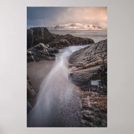 ノルウェーの海岸景観写真 ポスター (正面)