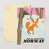 ノルウェーの狐のビンテージ旅行ポスター ポストカード (正面/裏面)